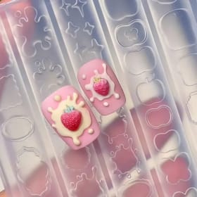Molde de silicona transparente para decoración de uñas con diseños de marco, caja de diálogo, estrella, corazón, manzana y mariposa