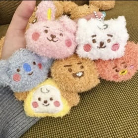Llavero de peluche miniatura BT21 Shooky Chimmy Tata, adorable y creativo, personaje de anime, mercancía de alta calidad, colgante para mochila de dibujos animados