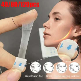 40/80/120pcs Adhesivos invisibles para lifting facial, cinta adhesiva transpirable para levantar y tensar la barbilla, parche adelgazante