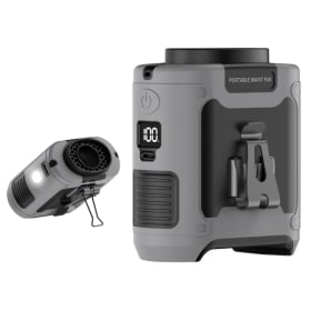 Ventilador Portátil de Cintura y Cuello con 5 Velocidades, Viento Potente y Luz LED para Deportes, Reparto, Trabajo al Aire Libre, 10000/20000mAh