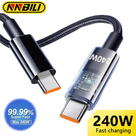 Cable de carga dual NNBILI de 240W, cable A-C y C-C, cable de datos tipo C trenzado de nailon de carga rápida para Samsung, Huawei, Mi Laptop