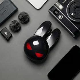 MOFII M6C Evil Rabbit Ratón de Modo Dual, Forma de Conejo Negro, Luz Ambiental RGB, Recargable Silencioso, Compatible con Múltiples Dispositivos