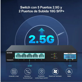 Switch Tenda TEM2007X de 2.5G con 5 Puertos 2.5G, 2 Puertos SFP+ 10G