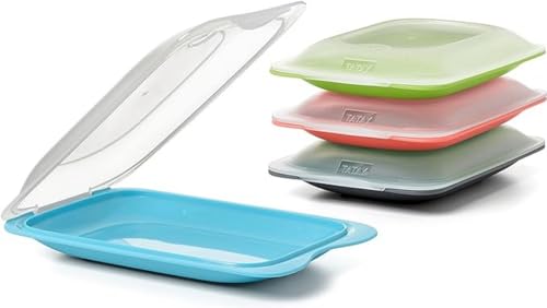 Tatay Porta Embutidos Fresh - Set de 4 Mini Tupper para Embutidos | Nevera, Congelador y Microondas | Tapa Extraíble y Apilable | Libre de BPA | 12 x 3.1 x 18 cm - Colores Surtidos