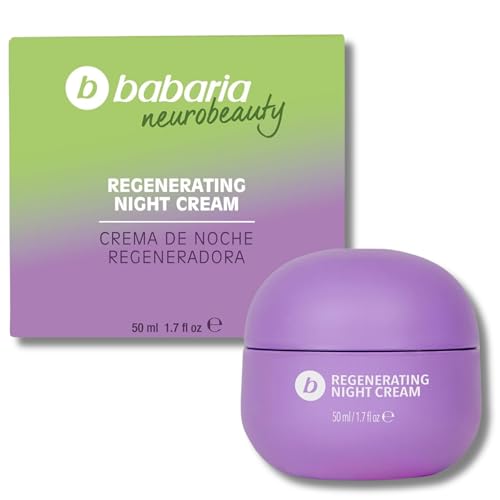 Babaria Crema de Noche Regeneradora 50ml – Neurobeauty para Mujer y Hombre | Hidratación 24h, Antiedad y Piel Sensible | Lavanda Calmante | Textura Ligera