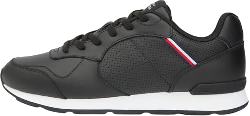 Tommy Hilfiger Runner Icon Leather FM0FM05740 - Tenis Bajos para Hombre, Black, 40 EU