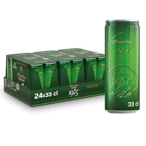 Alhambra Reserva 1925 - Pack 24 Latas x 33cl | Cerveza Extra de Fermentación Lenta | 6.4% Vol. | Ideal para Regalar