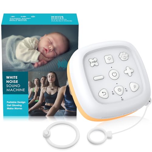 eSynic Máquina de Ruido Blanco Portátil para Bebés - Sonido Relajante con Luz Nocturna y 24 Tipos de Sonidos para Mejorar el Sueño