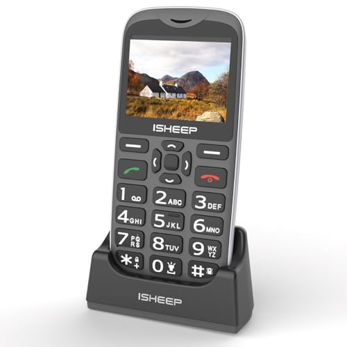 iSheep GSM - Teléfono Móvil para Personas Mayores con Teclas Grandes, Pantalla de 2.4 Pulgadas y Botón SOS - Color Negro (Modelo D210)