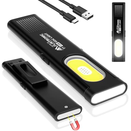 Flintronic Linterna LED Recargable - 450 Lúmenes, 6 Modos de Luz, Base Magnética y Clip - Ideal para Talleres, Camping y Emergencias