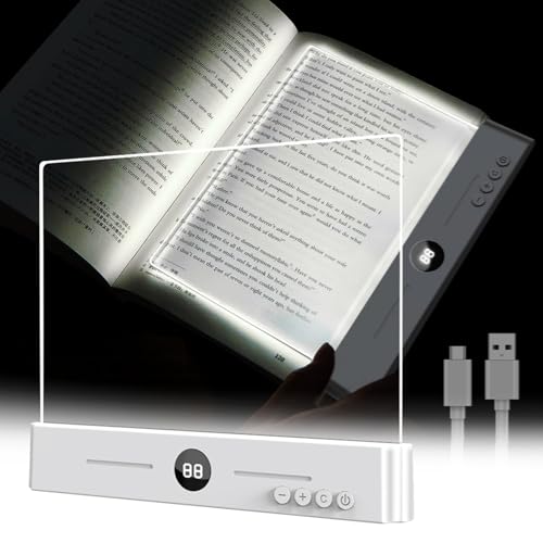 Luz de Lectura LED Plana para Libros - Panel Transparente de 3 Colores con Temporizador