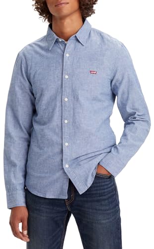 Levi's Long-Sleeve Battery Housemark Slim Camisa, Navy Peony, M Hombre