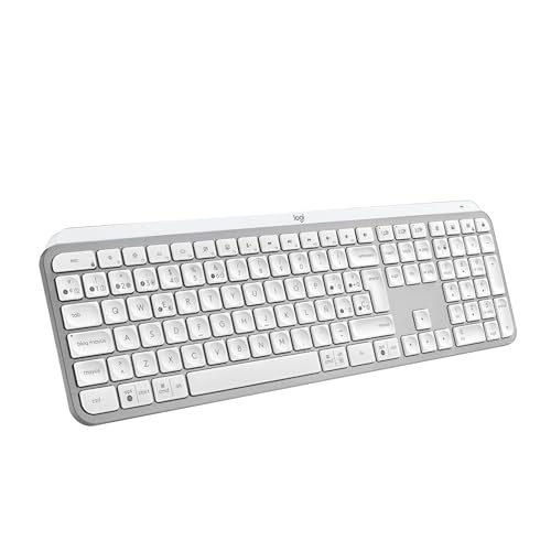 Logitech MX Keys S - Teclado Inalámbrico con Perfil Bajo, Escritura Silenciosa y Teclas Programables (Pale Grey, QWERTY Español)