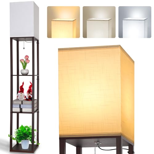 Lámpara de Pie LED con Estantería 3 Temperaturas