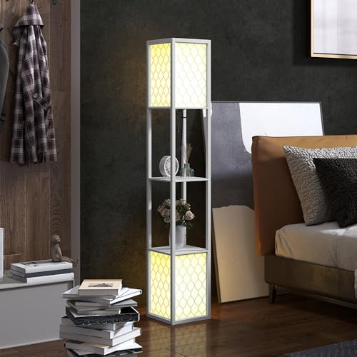 Lámpara de pie moderna con estantes E27 40W Blanco