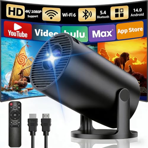Proyector 4K Portátil Wi-Fi 6 y Bluetooth 5.4