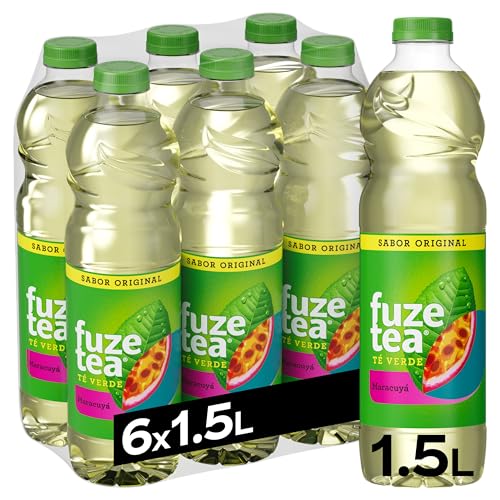 Fuze Tea Té Verde Maracuyá - Bajo en calorías - Botellas 1.5L - Pack de 6 unidades