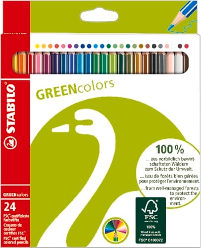 STABILO GREENcolors - Lápices de Color Ecológicos - Estuche de 24 Colores