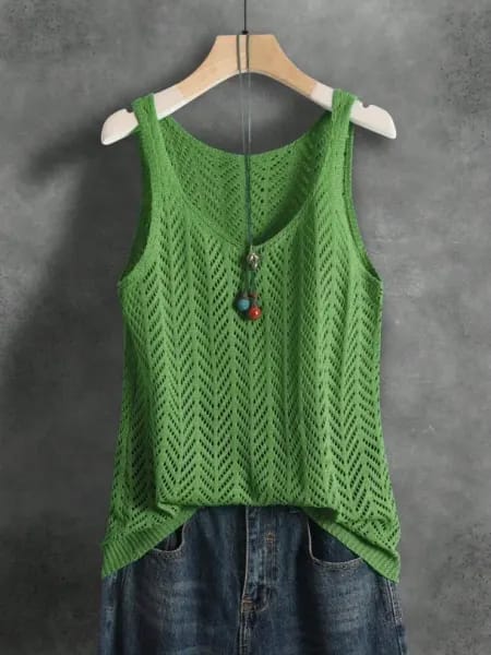 Chaleco de Punto Elegante para Mujer, Color Sólido, Delgado, Corto, para Verano, Ideal para Usar con Jeans