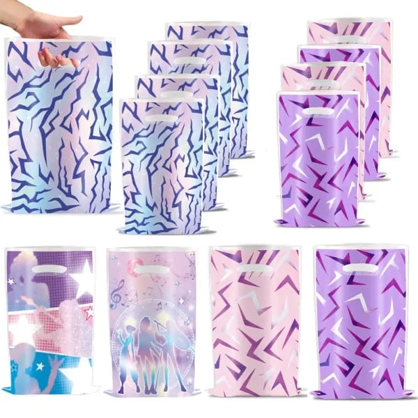 10/30/50 Piezas Bolsas de Regalo Rosas y Moradas con Temática Kpop para Fiestas de Cumpleaños, Bolsas de Dulces, Bolsas de Recuerdos para Niños, Artículos para Baby Shower