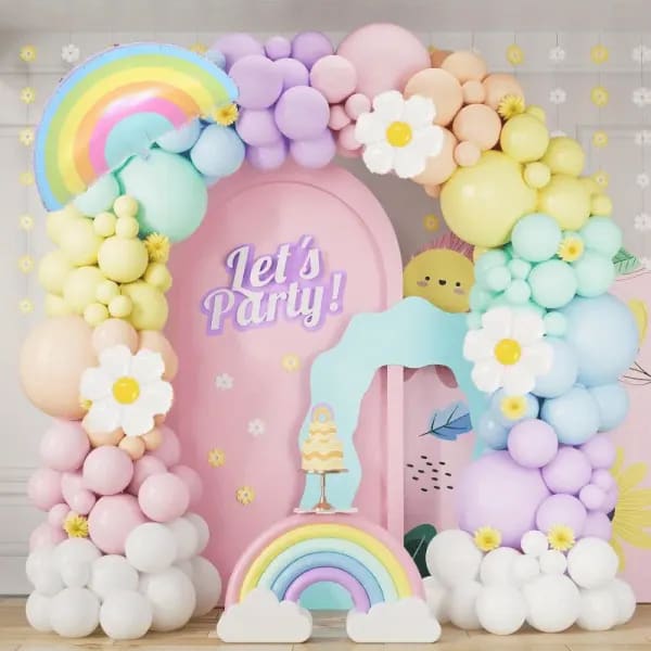 Set de 155 Globos Pastel Arcoíris para Arco de Globos, Guirnalda, Decoración de Fondo para Fiestas de Cumpleaños, Reuniones y Celebraciones de Aniversario