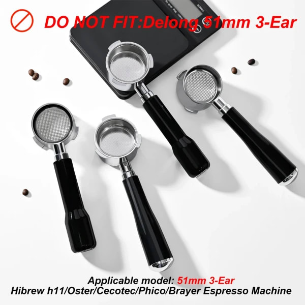 Portafiltro sin fondo para café de 51mm con cesta de filtro para máquina de café expreso Homix H11 Oster Cecotec Hibrew, herramientas para café