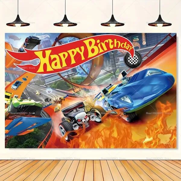 Fondo de Fotografía con Diseño de Pista de Carreras de Hot Wheels, Decoración para Fiestas de Cumpleaños Infantiles, Tema de Velocidad y Diversión