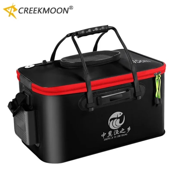 Cubo de EVA para Peces Vivos con Bolsillos Laterales, Cierre de Cremallera, Tanque de Agua Plegable para Exteriores, Cubierta Superior de Red Transpirable, Cubo de Protección para Peces