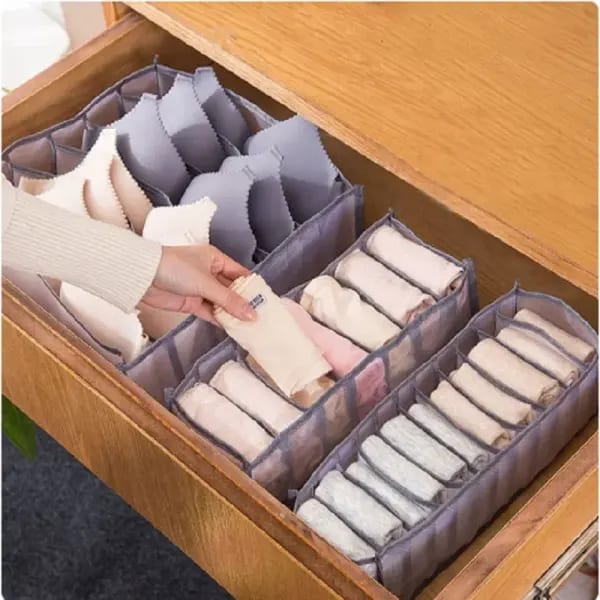 Caja de Almacenamiento Plegable para Ropa Interior con 11 Compartimentos, Organizador de Nylon para Dormitorio, Organizador de Sujetadores, Bolsa de Malla Transpirable
