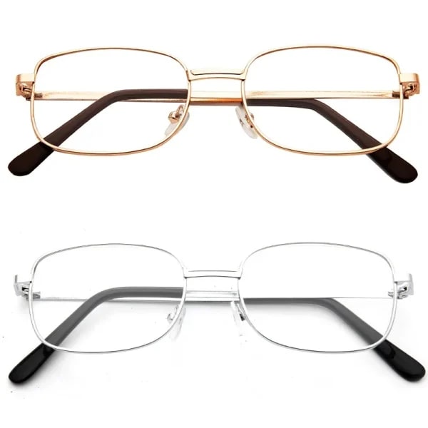Gafas de Lectura Cuadradas con Marco Metálico para Hombre y Mujer, Gafas de Presbicia de Alta Definición Anti-Fatiga, Dioptrías de +1.0 a +4.0