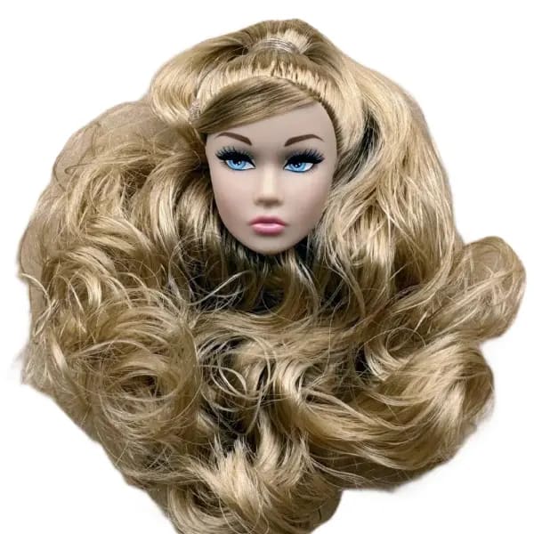 Vintage 1/6 PP cara molde cabezas de muñeca cabeza de muñeca de moda con cola de caballo pelo Bang maquillaje DIY piezas de juguete niñas regalos de cumpleaños