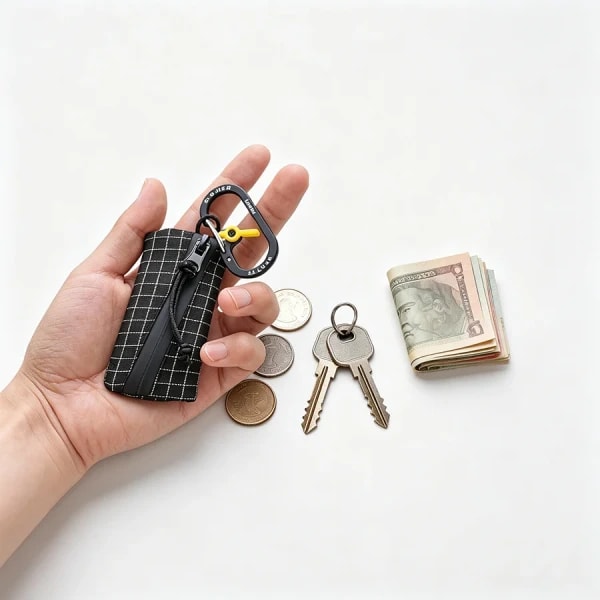Monedero para Monedas Trail, Ultraligero 5.8g, UHMWPE, Mini, Reutilizable, con Cierre y Anillo en D, para Mochila y Viajes