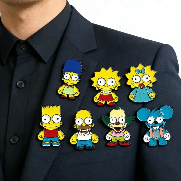 Set de 7 Broches Esmaltados de Los Simpson - Broche de Homer J. Simpson, Marge y Bart, Lindas Insignias de Dibujos Animados, Joyería de Regalo para Amigos