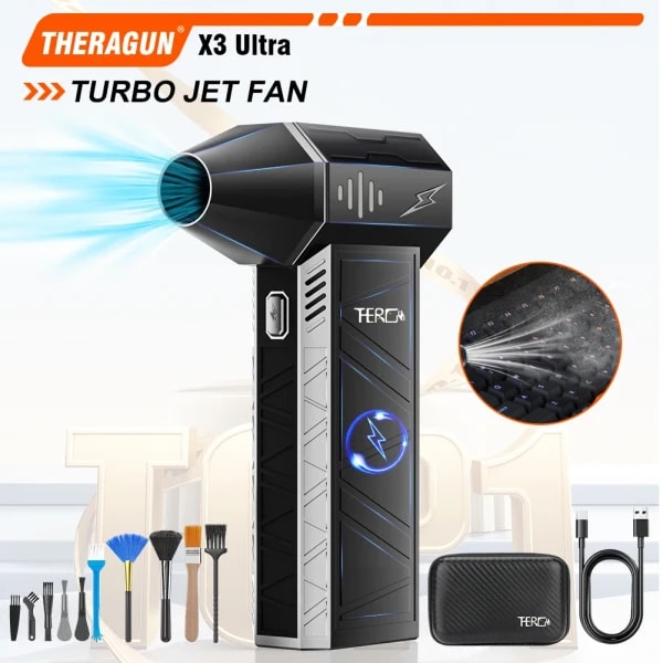 Ventilador Turbo X3Ultra Actualizado, Mini Ventilador de Mano de 180000 RPM, Potente Soplador de Aire Comprimido para Secar el Automóvil/PC/Limpieza del Hogar