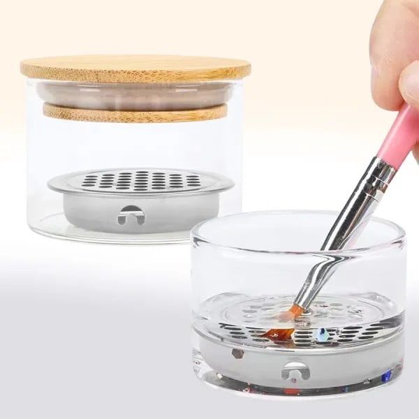 Vaso limpiador de pinceles para uñas con tapa, 3.8*5cm, para remover purpurina, líquidos y polvo acrílico
