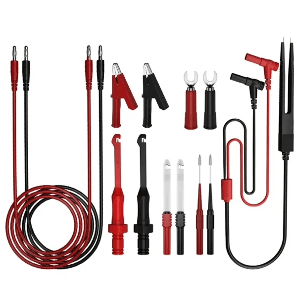 Kit de cables de prueba para multímetro, juego de sondas de prueba eléctricas digitales con pinzas de cocodrilo, pinzas de prueba, sonda de prueba de perforación de cables y pinza de prueba trasera