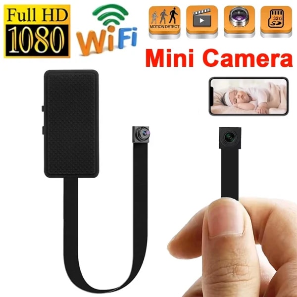 Mini Cámara WiFi HD 1080P, Grabadora de Video Portátil, Micro Videocámara, Cámara Web Inalámbrica P2P, Grabación en Bucle, Compatible con Visualización Remota