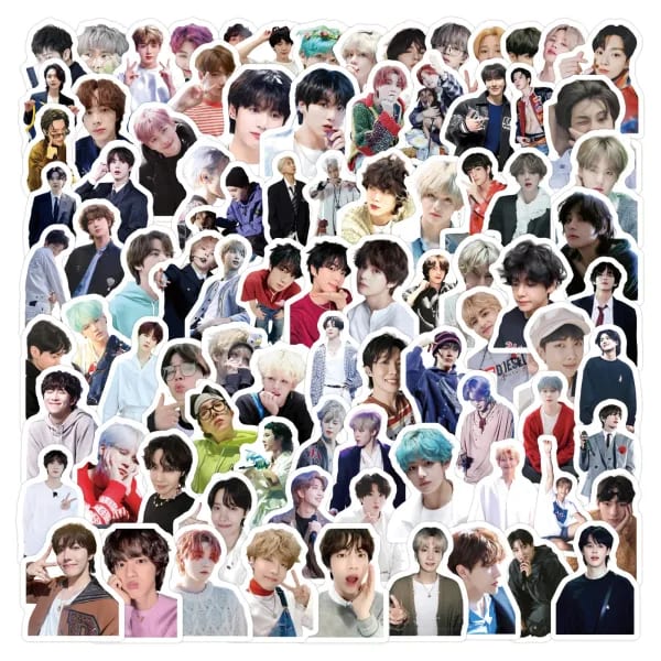 105 pegatinas BT21 de grafiti, impermeables, decorativas, para laptop, nevera, patineta, maleta, para fanáticos y coleccionistas del K-Pop