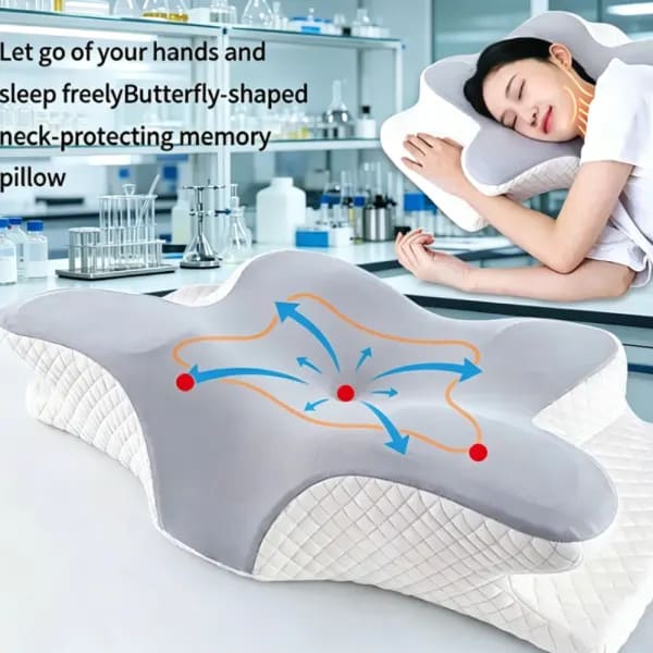 Almohada Cervical Ergonómica Ortopédica Moldeada con Espuma Viscoelástica Suave, Soporte Cómodo para el Cuello, Alivia el Dolor de Cuello