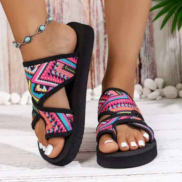 Sandalias de Plataforma de Verano para Mujer, Chanclas de Moda con Punta Abierta, Zapatos de Playa Coloridos, Sandalias Étnicas Ligeras para Mujer