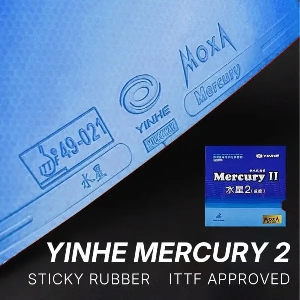 Goma para tenis de mesa YINHE Mercury 2 azul, goma adhesiva para ping pong con esponja de dureza media