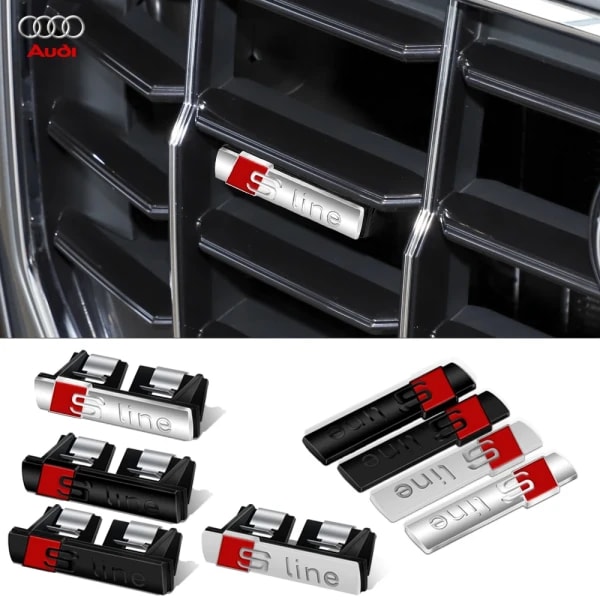 1 unidad Emblema para parrilla delantera de coche, distintivo para capó, pegatinas para coche para Sline S line A4 B6 B8 S1 S2 S3 S4 S5 S6 A1 A3 A6 Quattro Audi