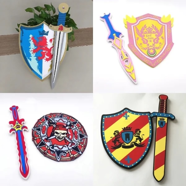 Juego de espadas y escudoes de espuma para Cosplay de la serie pirata de Anime, armas de guerrero Ninja de combate Medieval, accesorios para juego de rol