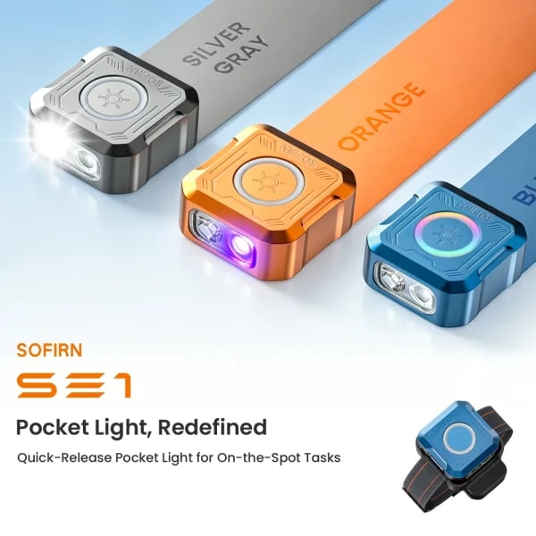 Linterna de Bolsillo SOFIRN SE1, 300Lm, Mini Luz EDC, Anillo de Señal RGB, Liberación Rápida, Linterna Magnética para Llavero de Muñeca, para Ciclismo