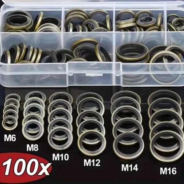 Juntas para tapón drenaje aceite M6-M16 - Kit 100 uds