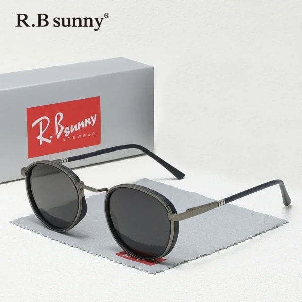 Gafas de sol con montura redonda Retro para hombre y mujer, lentes de sol polarizadas de lujo para conducir, antideslumbrantes, accesorios de aleación UV400
