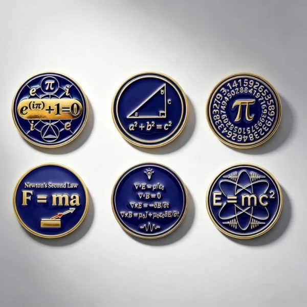 Pin Metálico con Fórmula Matemática Pi, Física y Química, Broche DIY para Decorar Ropa, Bolsos, Zapatos, Sombreros, Bufandas, Camisetas y Jeans