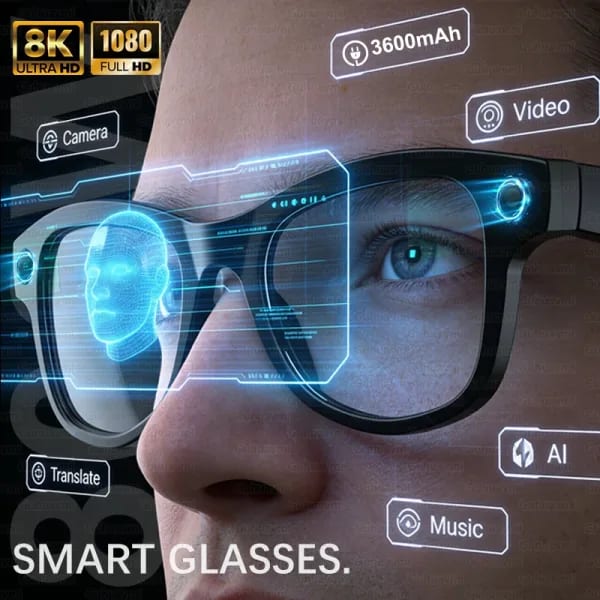 Gafas Inteligentes con IA 2026 M02 Ultra, Cámara HD 1080P, ChatGPT, Estuche de Carga de 3600mAh, Banco de Energía, 32GB, Traducción, Música, Video, Lentes de Sol