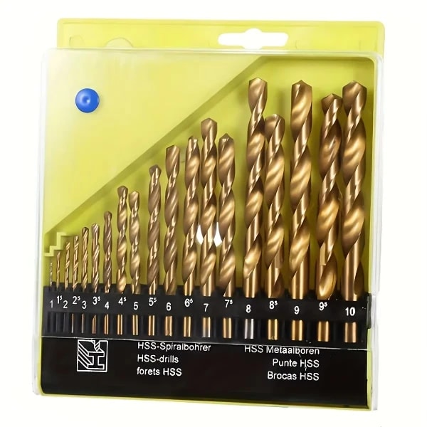 Juego de brocas métricas de cobalto M35 con mango recto, 19 Uds., brocas de 1mm-10mm, adecuadas para acero inoxidable y metal duro
