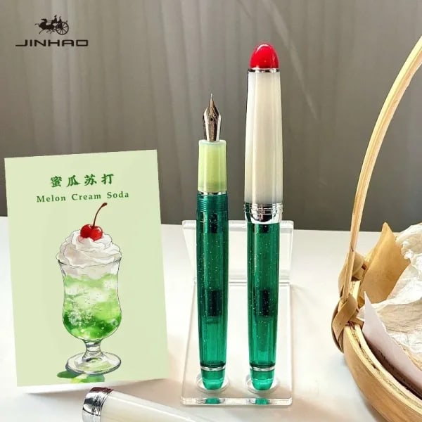 Crema de Soda de Melón Edición Limitada 2026! Pluma estilográfica acrílica JINHAO 82 Plus con punta EF/F/M, artículos de oficina, útiles escolares, papelería